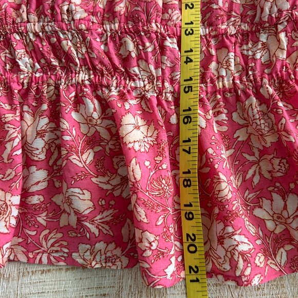 J. Crew V-Neck Voile Tassels Gathered Waist Pink/Ivory Floral Blouse/Top Small - Picture 8 of 10